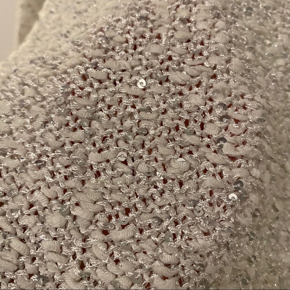 Orsay sparkly white fall sweater V-neck tight fit - Picture 11 of 13